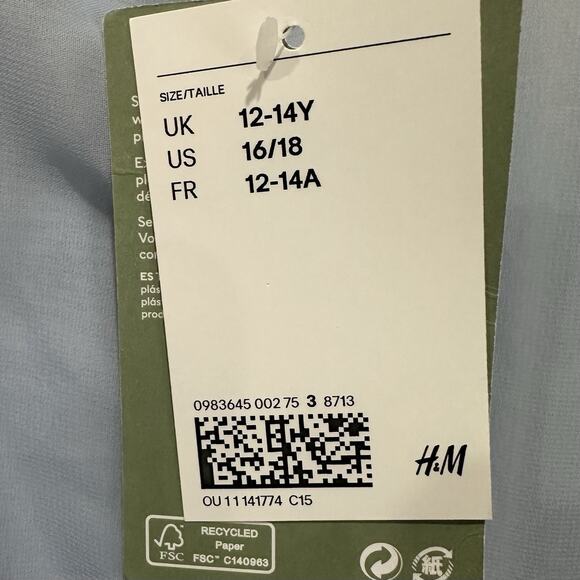 H&M blue Chiffon Ombre pattern dress NWT size 16/18 - Picture 6 of 10